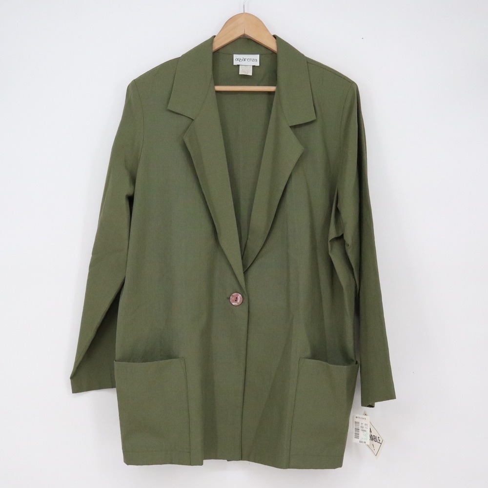 Apparenza Pant Suit Womens 18W Blazer Trousers Set Green Washable NWT USA